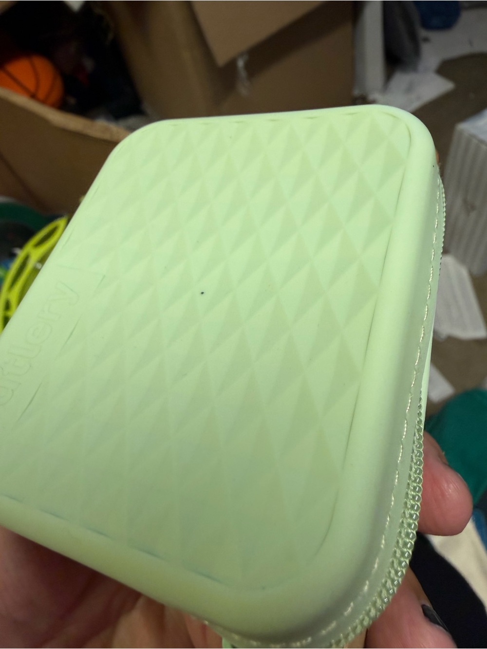 Mint Green Quilted Silicone Zip Case